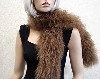 Mongolian Lamb Shaggy Scarf