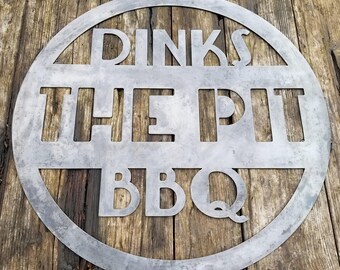 Round BBQ Sign, Personalized Sign, Custom Metal Sign