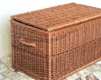 grey wicker toy box