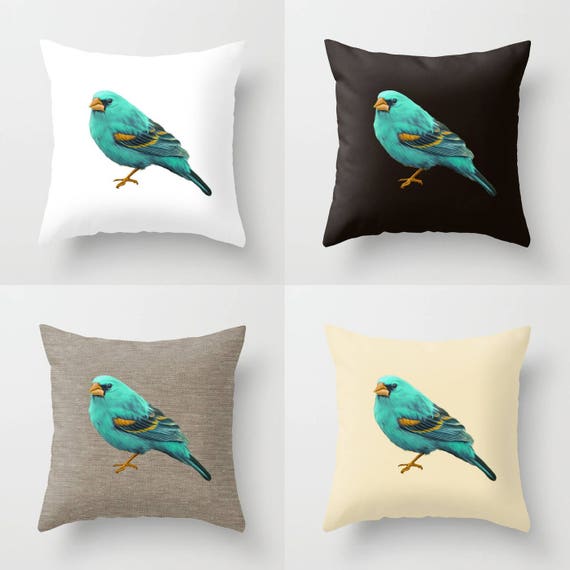 Blue Bird Throw Pillow Indoor Outdoor Modern Bedding
