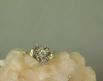 0.60 ct. Round Diamond Cluster with Round and Baguette Accents 10k Yellow Gold