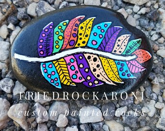Hand painted feather rock