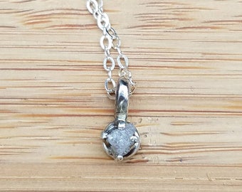 Raw diamond pendant Unique raw diamond pendant necklace sterling silver and raw diamond pendant Rough diamond pendant necklace conflict free
