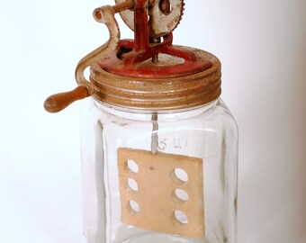 Antique Glass Butter Churn