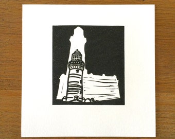 Lighthouse Block Print. Norah Head, NSW, Australia. Makeforgood.