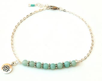 Amazonite anklet, anklet, lotus anklet, gemstone anklet, blue anklet, beach anklet, healing anklet, amazonite jewelry, boho anklet