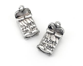 1 sweet dreams bed 3D charm antique silver, 21.5mm # CH 042