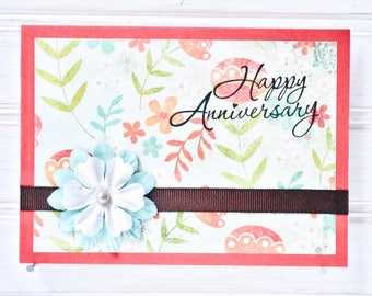 ANNIVERSARY Greeting Card - Unique Handmade Happy Anniversary Card / One-of-a-Kind Homemade Card / Blank Card / Anniversary Card for Her
