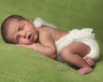 Newborn Photo Prop Romper,Baby girl Romper with pearls,hand knitted girl Romper