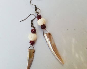 Abalone Shell Elegant Earrings, Boho Abalone Shell, Long Abalone Shell, Artsy Abalone Shell Earrings