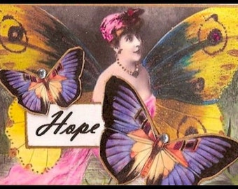ZNE ATC ACEO - Wings of Hope- Mixed Media Collage Art by ruby