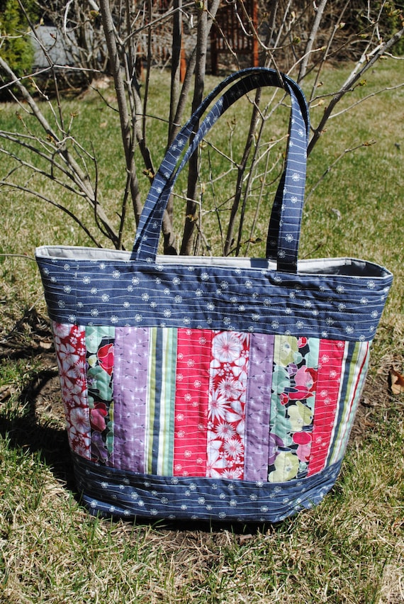 PDF Patchwork Tote Bag PATTERN Large Quilted Tote Mary