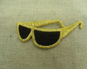 patch fusible-gold and black sunglasses with branch