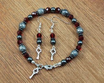 Smokey Rose Bracelet and Earrings Set