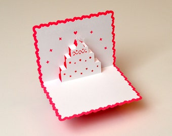 Pop-Up Wedding Card - Wedding Cake Pink Color