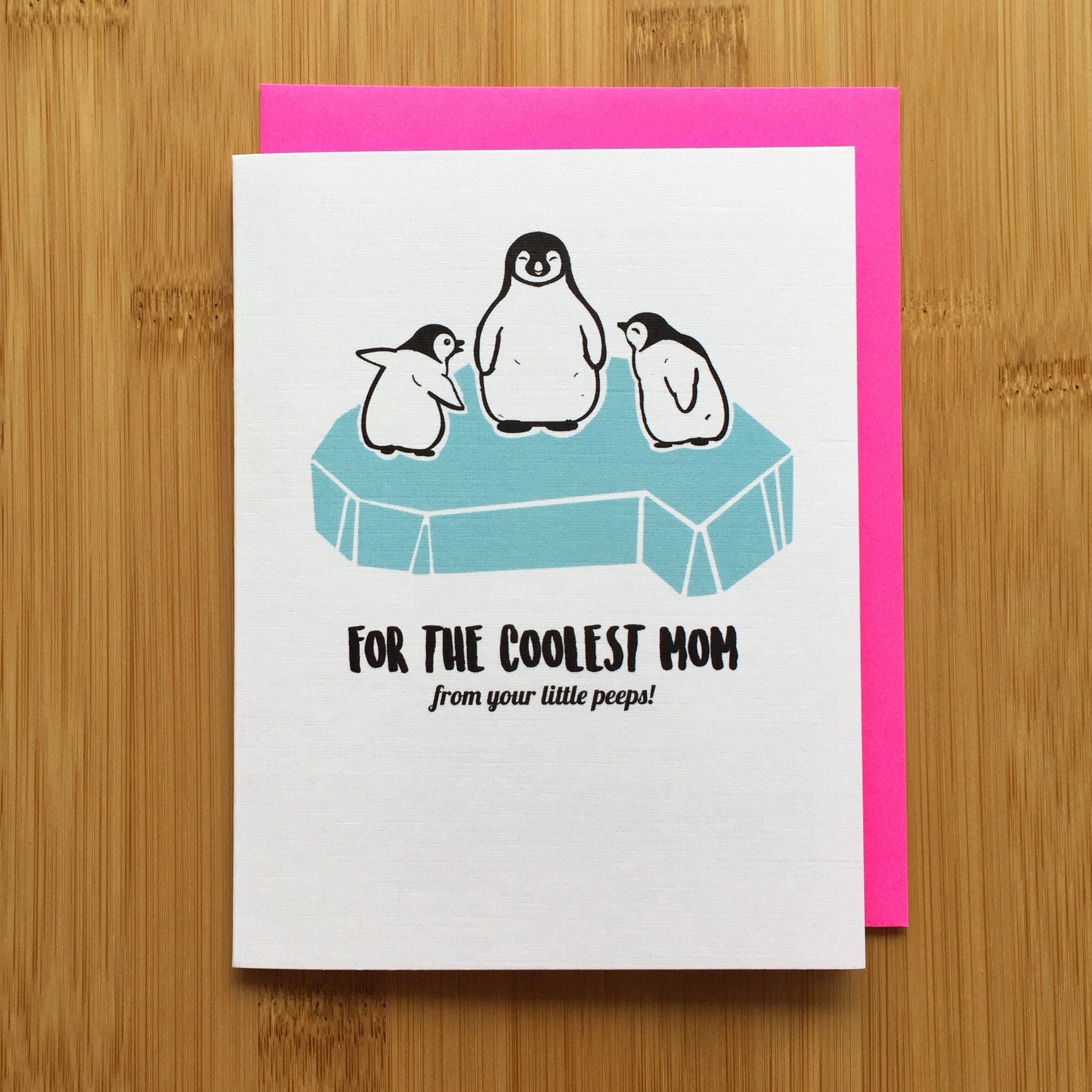 Penguin Mothers Day Card - Cute Penguin Card, Penguin Gift ...