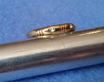 Vintage Esposito Faux Diamond Ring Band, 14KT GE size 7.25
