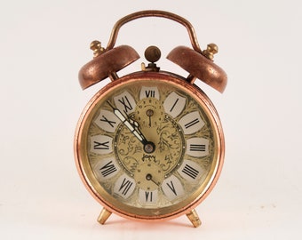 Vintage alarm clock - Bell alarm clock - Copper alarm clock - Retro alarm clock - Table clock - Mechanical alarm clock - Metal alarm clock