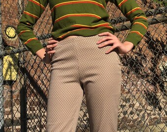 Vintage 70s Geometric Patterned Petal Pushers Groovy Sporty Capris