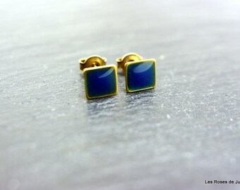 Bronze earrings, square earrings