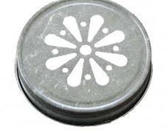 Pewter Daisy Mason Jar Lid for Regular Mouth Mason Jars