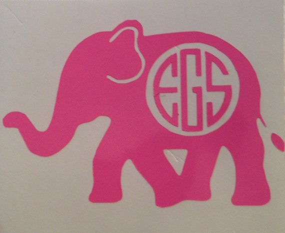 Download Monogrammed Elephant Decal for Laptops Cars Journals and