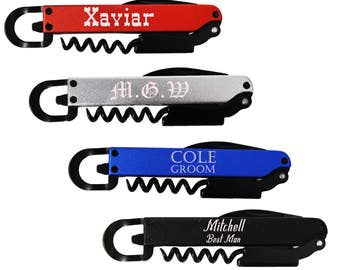 Groomsmen Bottle Opener, Custom Corkscrew, Engraved Wine Opener, Wedding Party Gifts, Custom Bottle Opener, Groomsman Bottle Opener Classic