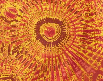 One Yard Bright Bold Cotton Batik Style Fabric Orange and Red from David Textiles Bold Sunburst Look Print Cotton Fabric One Yard Autumn