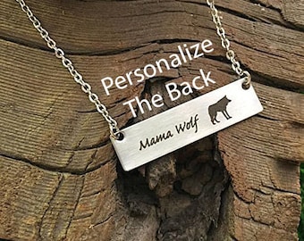 Mama Wolf Necklace Mama Wolf Bar Necklace Wolf Mama Necklace Mama Gift for Wolf Bar Mom Necklace Bar Jewelry Gift for Wife Mama Necklace
