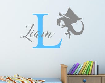 Personalised Dragon Wall Sticker Wall Decal Childrens Kids Nursery Bedroom Playroom Vinyl