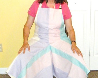 Pottery Apron Split Leg Panel Pastel Stripes Pink Purple Green Yellow