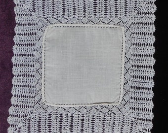 Vintage Antique Bride's Women's Lace Handkerchief Hanky Hankie 8" x 8"