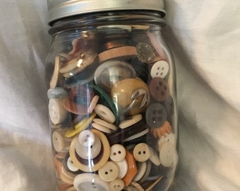 Jar of vintage buttons