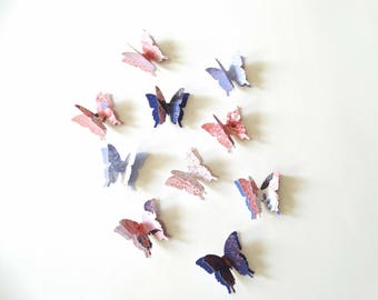 Designer 3D Paper Butterflies, garden party decor, butterfly birthday party, pink and blue butterflies, baby girl shower, boy baby shower