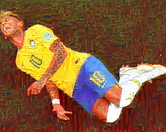 2018 World Cup-Brazil vs Switzerland-Neymar-Oil Painting On Canvas-30*20 Inches-Abstract/Impressionist/Vintage/Contemporary Art Style