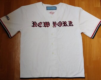 New York t-shirt, vintage NYC jersey, 1990s hip hop shirt, old school 90s hip-hop clothing, streetwear, gangsta rap, OG, size L Large