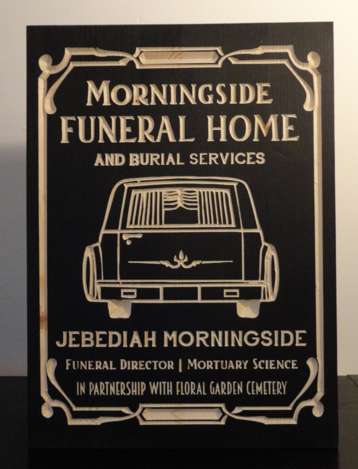 Morningside Funeral Home and Burial Services Wooden Sign