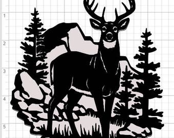 Free Free 204 Mountain Deer Scene Svg SVG PNG EPS DXF File