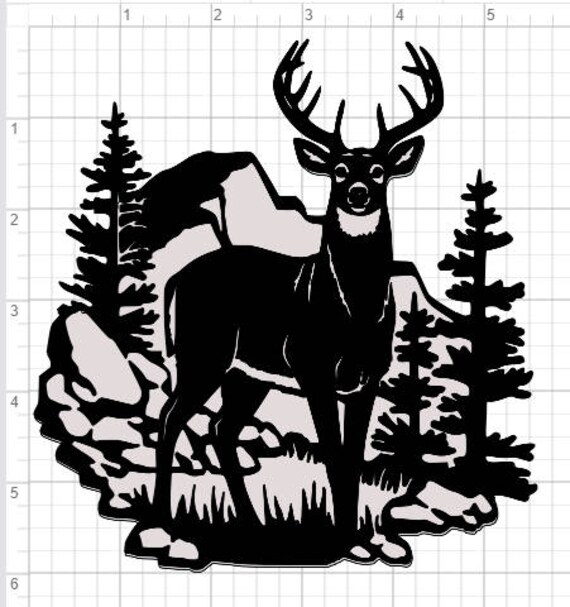 Download Buck Deer Scene Design SVG pdf eps dxf Studio 3 Cut Files