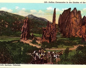 Garden of the Gods, Indian Ceremonies, Colorado Springs, Colorado - Postcard - Vintage Postcard - Unused (CC)