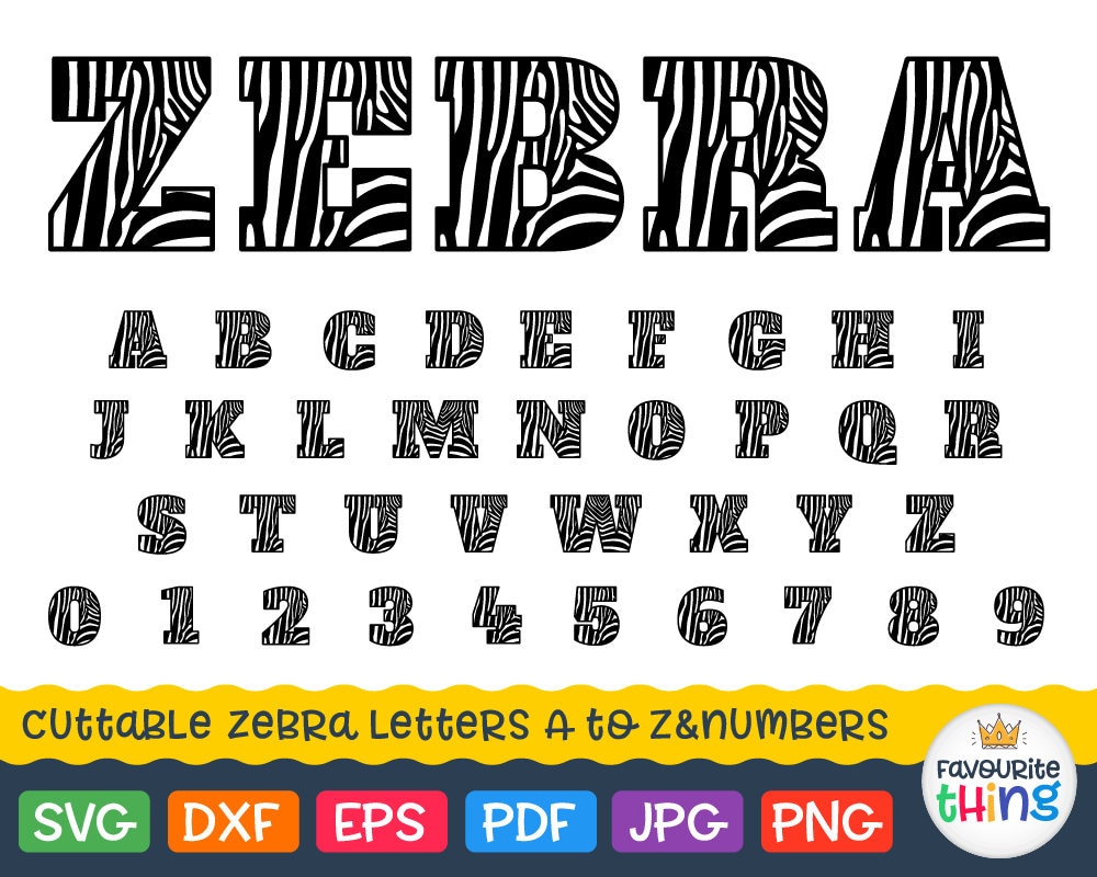 Zebra font Svg Zebra Letters Svg Zebra Numbers A-Z 0-9 vinyl