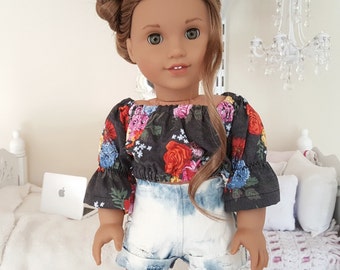 18 inch doll floral peasant blouse
