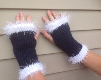 Blue and white fingerless gloves arm warmers Penn State, Villanova, Cowboys