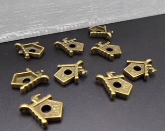 5 charm birdhouse bird bronze 1.5 x 1.3 cm