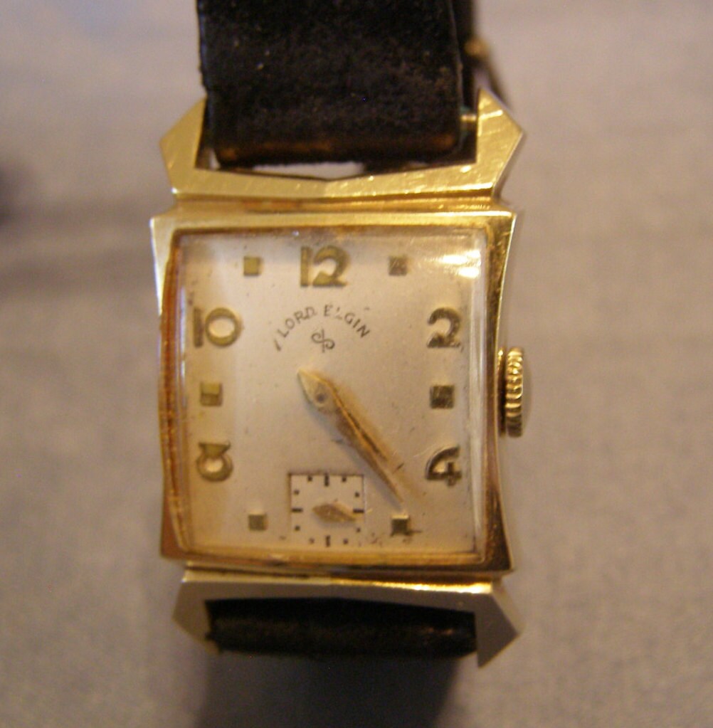 vintage LORD ELGIN Wristwatch 21 jewel 670 Cal 14k Gold