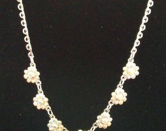 Delicate Crystal Flower Necklace and Earrings