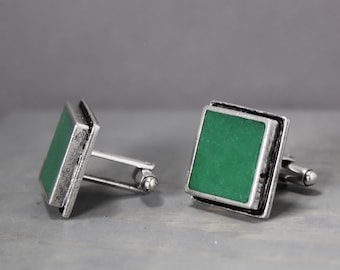 Malachite Cuff Links, Green Cuff Links, Gifts For Dad, Malachite Inlay Cuff Links, Gifts For Guys, Mens Accessories, Malachite CuffLinks,