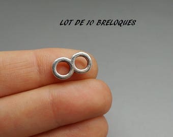 Set of 10 charms minimalist infinity knot Silver (B13)