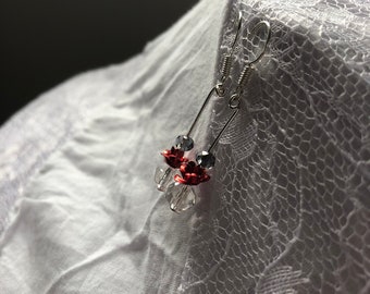 Rose and Czech Glass Earrings