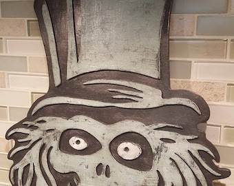 Disney Haunted Mansion Hatbox Ghost wood wall hanger